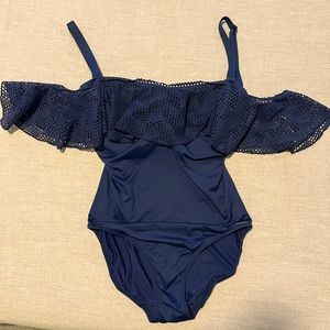 Navy One-piece with Ruffle